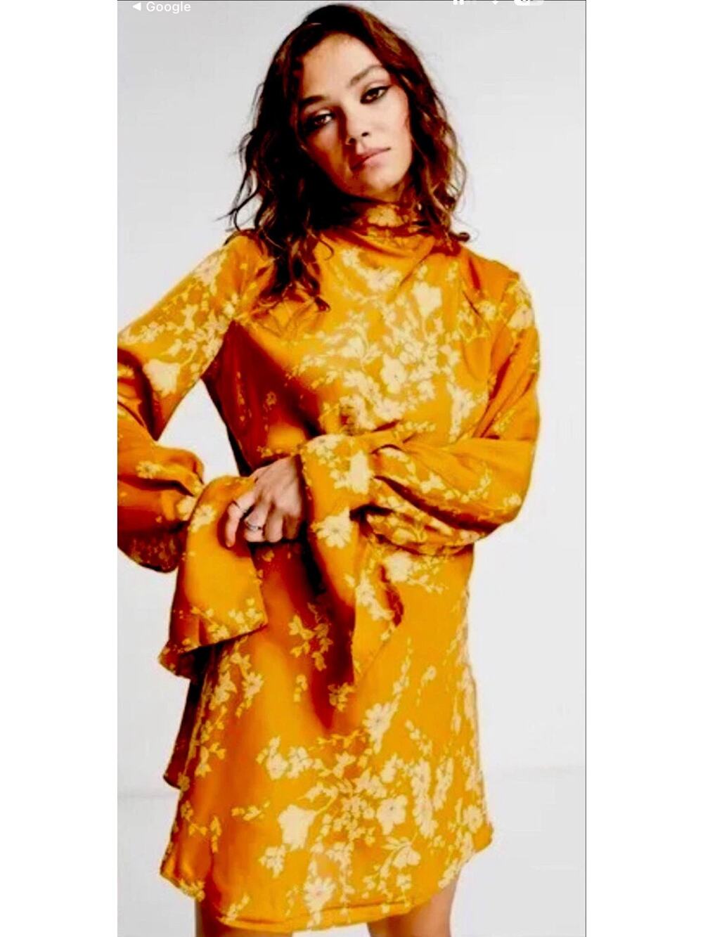 NWOT Free People Aries High Neck Floral Satin Mini Dress Size Medium - Picture 1 of 7